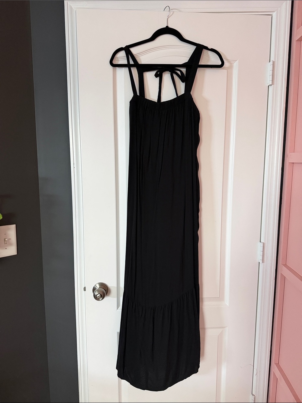 Old Navy Black Maxi Dress with Tie-Back Straps